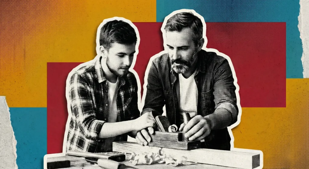 Reunião familiar em uma mesa de trabalho